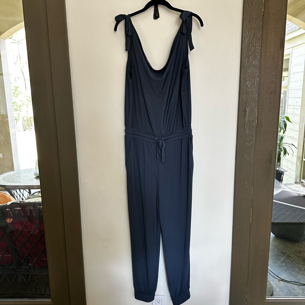 Elegant Blue Jumpsuit with Tie Straps